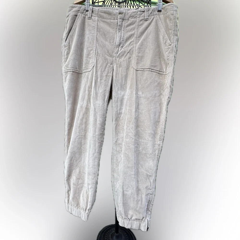 Banana Republic Khaki Corduroy Jogger Pants Preppy Zip Soft Luxe Comfort Sz 18 - Picture 3 of 10